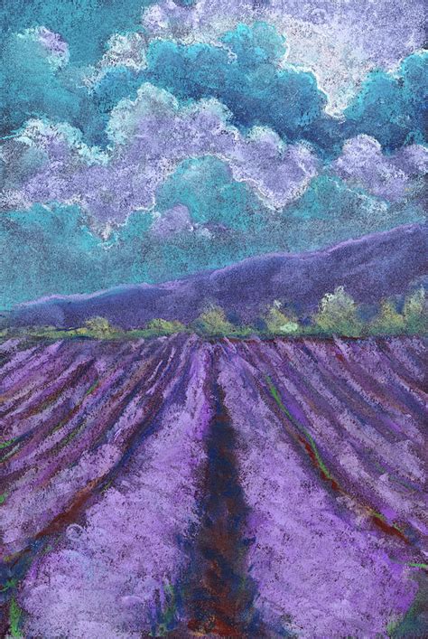 A Field Of Lavender Landscape Drawing The Texture Of Pastels Drawing