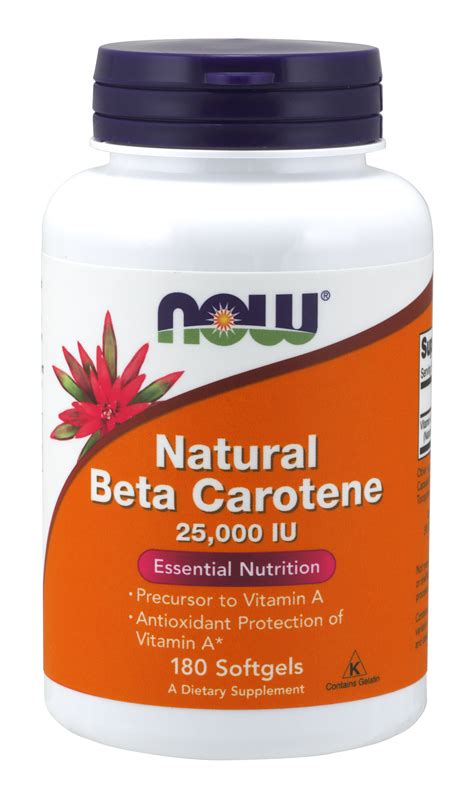 Now Supplements Natural Beta Carotene 25000 Iu Essential Nutrition