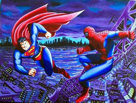 Superman Vs Spiderman By Acarrielart On Deviantart Acarrielart