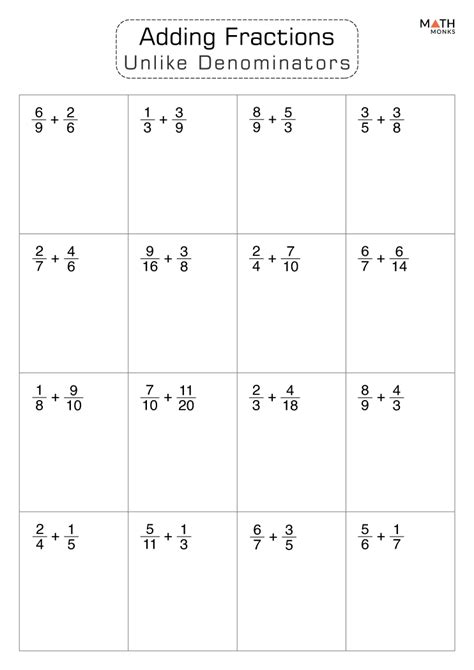 Adding Fractions Worksheets With Answer Key