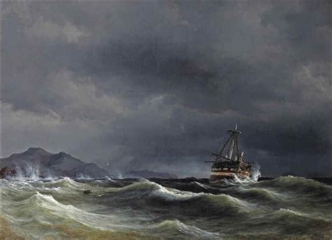 Daniel Herman Anton Melbye A Sailing Vessel In Rough Sea 1846