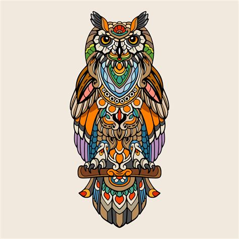 Colorful Owl Mandala Arts Isolated On White Background 14825720 Vector