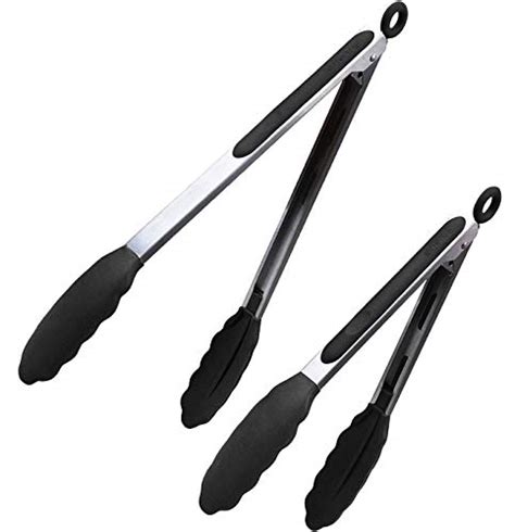 Riveira Tongs For Cooking With Silicone Tips 9 And 12 Inch Pieces Set