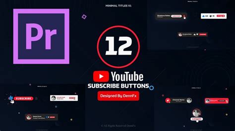 Youtube Subscribe Buttons Pack Premiere Pro Mogrt Youtube