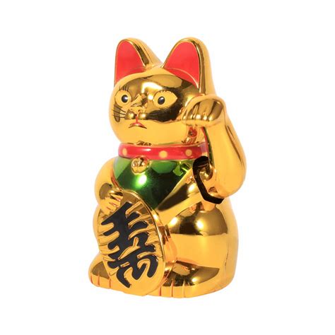 Chinese Lucky Wealth Waving Cat Gold Statue Pershality
