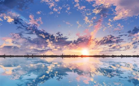 🔥 Download Anime Scenic Clouds Sunset Reflection Dual Dual Monitor