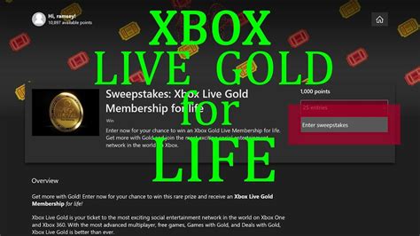 Xbox Live Gold For Life Sweepstakes Xbox Rewards Program Youtube