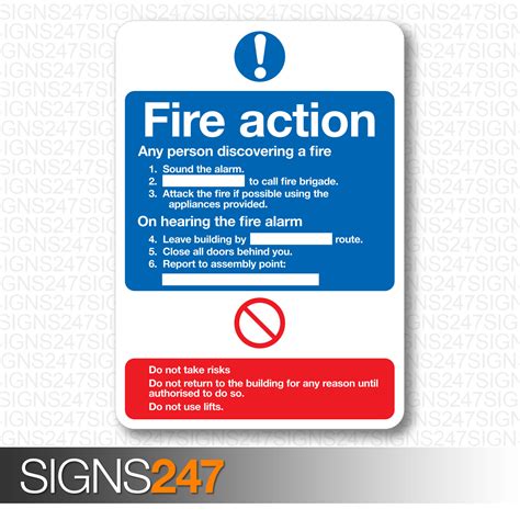 Fire Action Sign Assembly Point Sticker Emergency Evacuation Heath