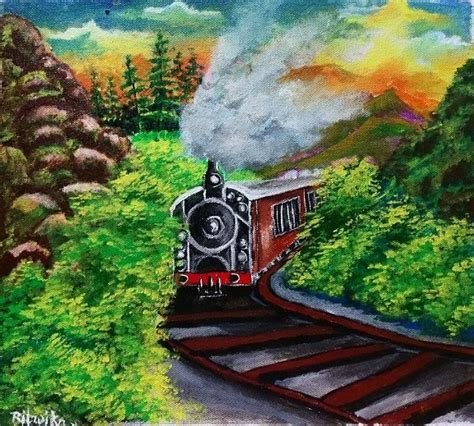 Acrylic Train Painting Ubicaciondepersonascdmxgobmx