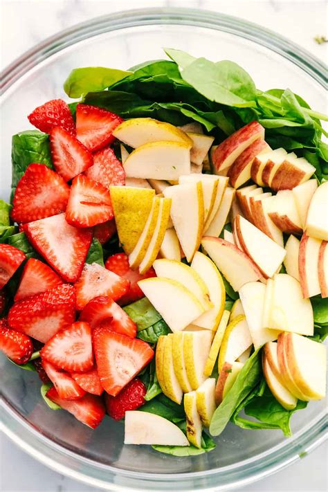 This fresh spinach salad features apples, oranges, feta, and pecans (which are all ahhhhhmazing together) dressed with a sweet, citrusy blood orange dressing. Strawberry, Apple, and Pear Spinach Salad with an Apple ...