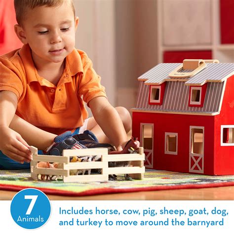 Buy Melissa And Doug Fold And Go Wooden Barn With 7 Animal Play Figures