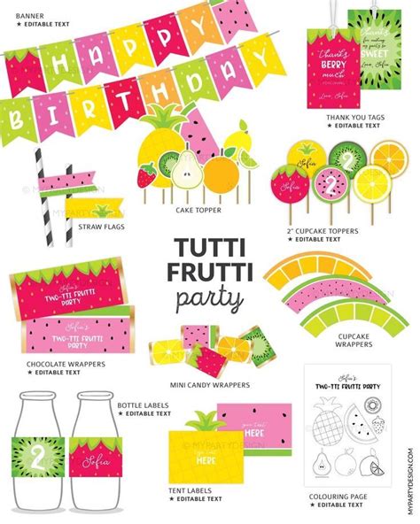 Colorful Tutti Frutti Party Decorations For A Summer Birthday Happy