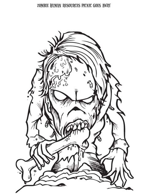 Zombie Eating Bone Coloring Page Kids Play Color
