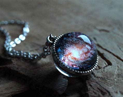 Spiral Nebula Double Sided Necklace Space Necklace Andromeda Necklace