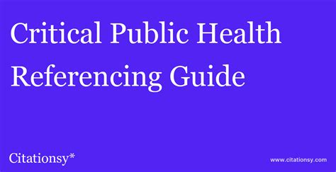Critical Public Health Referencing Guide · Critical Public Health