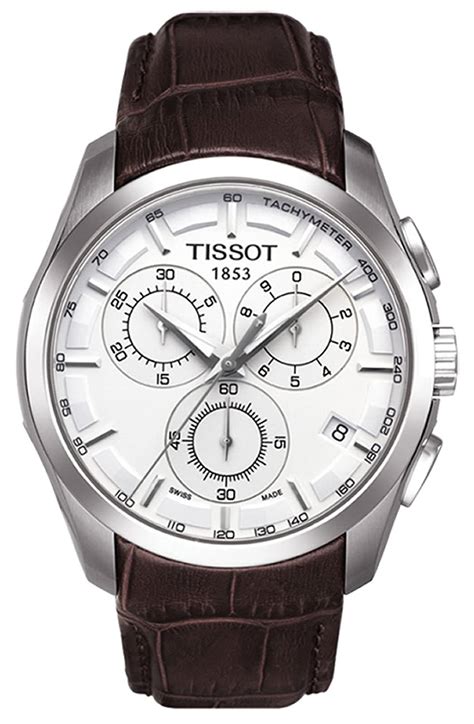Buy Tissot Chronograph Mens Watch Silver Dial Brown Colored Strap At