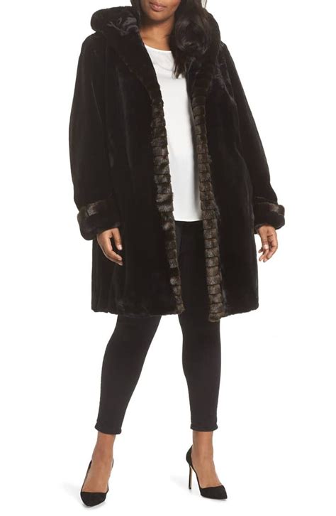 Gallery Hooded Faux Fur Coat Plus Size Nordstrom Faux Fur Hooded