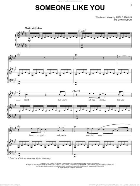 Someone Like You Sheet Music For Voice And Piano Pdf