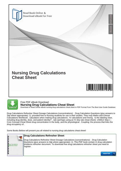 PDF Nursing Drug Calculations Cheat Sheet PDF FileNursing Drug