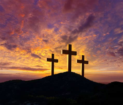 Three Crosses On A Hill Stock Photos Pictures And Royalty Free Images