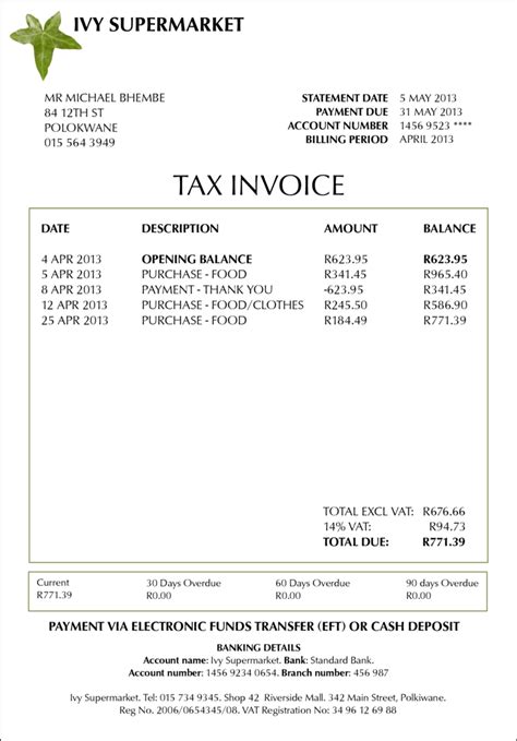 invoice  vat invoice template ideas