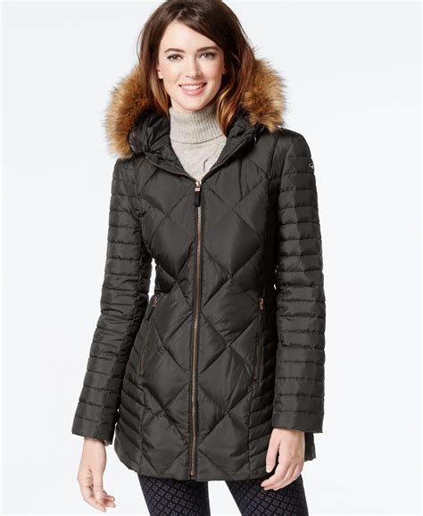 Marc New York Faux Fur Trim Diamond Quilted Down Coat And Reviews Coats