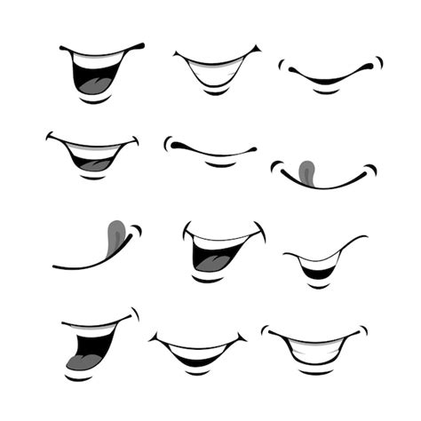 premium vector expressive set of cartoon mouths with various emotions vector illustration