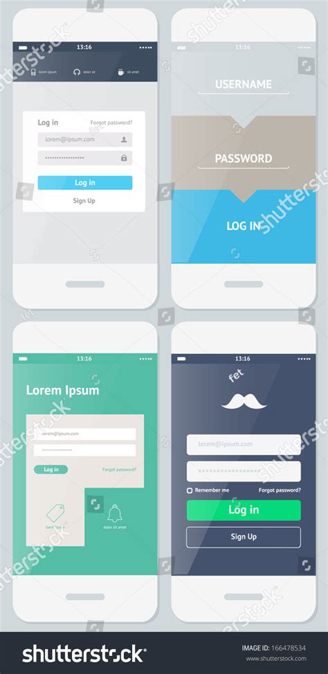 Beautiful Examples Login Forms Websites Apps Stock Vector Royalty Free