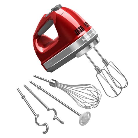 Kitchenaid Khm926ca Candy Apple Red 9 Speed Hand Mixer With Stainless