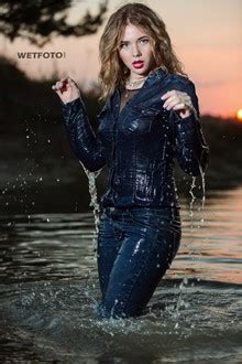 Download the perfect jeans pictures. Wetlook by Cute Girl in Denim Overalls, Tricot, Tights and ...