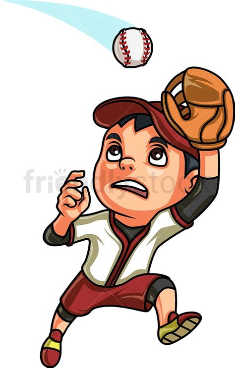 Little Boy Catching A Baseball Cartoon Clipart Vector Friendlystock