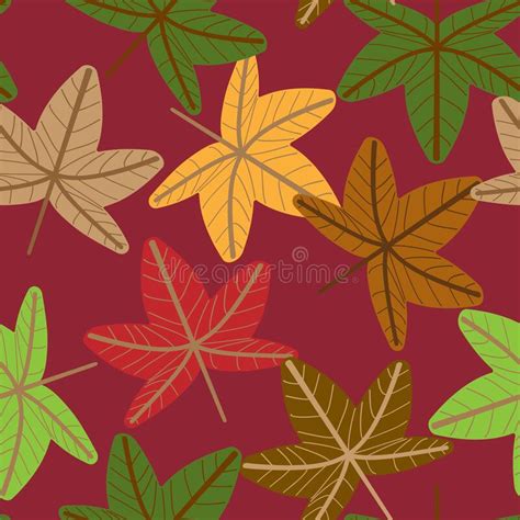 Vector Floral Seamless Pattern With Autumn Leaves Stock Vector