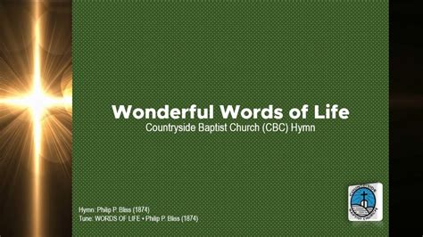 Wonderful Words Of Life Baptist Hymn Philip P Bliss 1874 Cbc