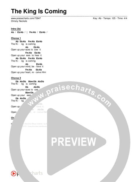 The King Is Coming Chords Pdf Christy Nockels Praisecharts