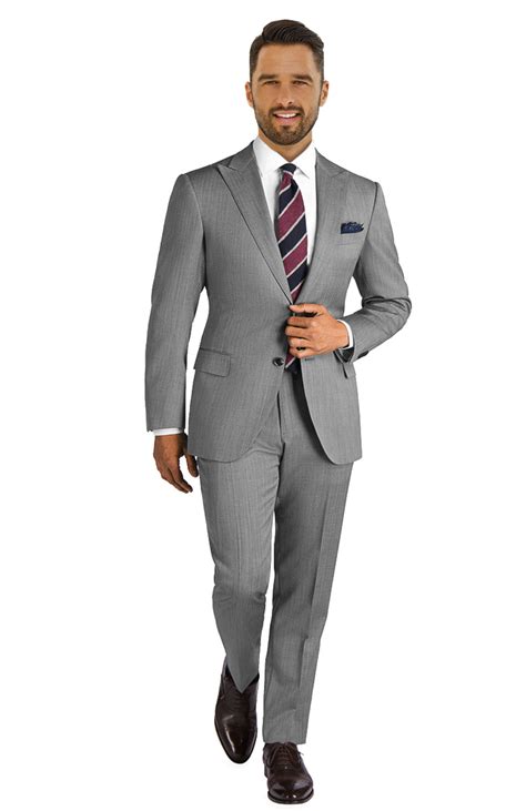 Light Grey Wool Silk Herringbone Suit Tailored Suit Paris