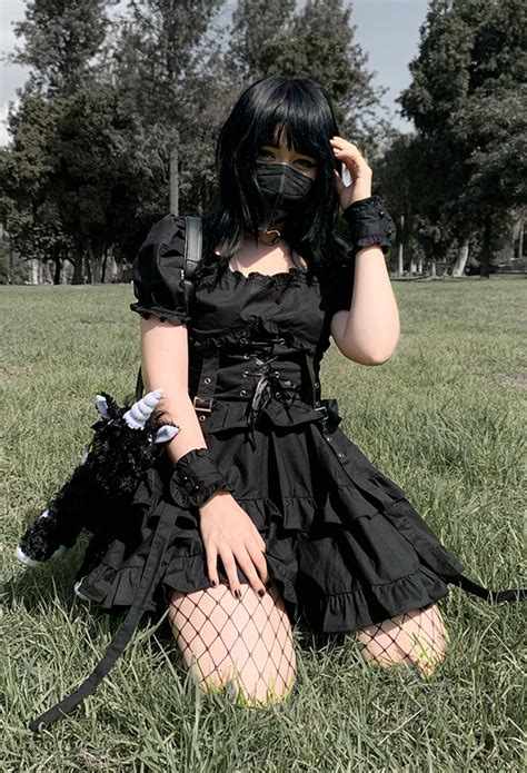 Gothic Lolita Dress Gothic Dress Outfit Black Retro Style Cotton