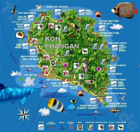 A Very Useful Map Of Koh Phangan Marking A Lot Of Nice Places And Sights Koh Phangan