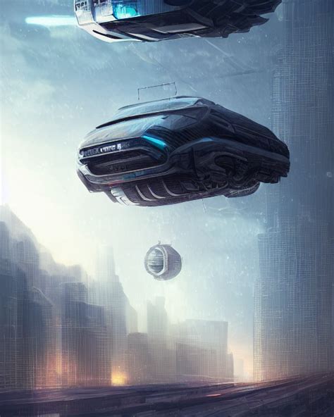 Krea Ai Solarpunk Vehicle Above A City Scifi Futuristic