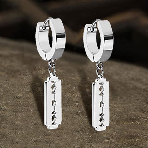 Punk Razor Blade Stainless Steel Hoop Earring Gthic