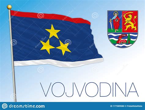 Vojvodina Official National Flag And Coat Of Arms Europe Stock Vector