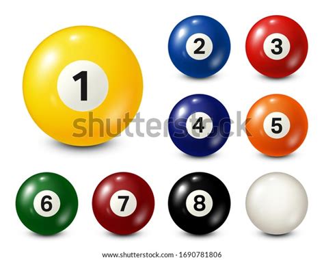 Billiard Pool Balls Numbers Collection Realistic Stock Vector Royalty