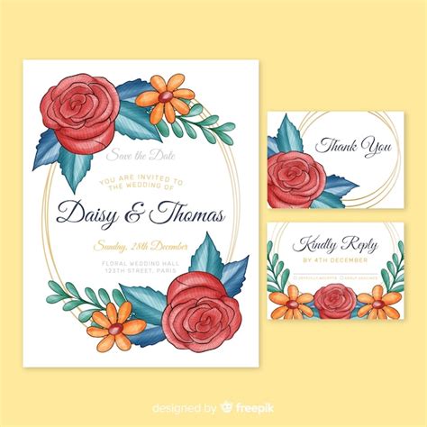 Free Vector Watercolor Wedding Stationery Template