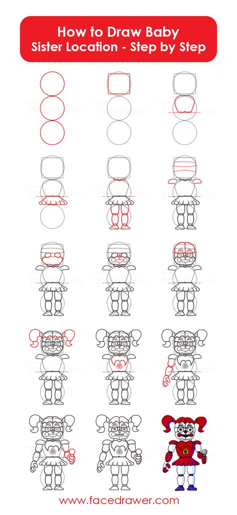 Baby From Fnaf Sister Location Step By Step Drawing Lesson Learn How