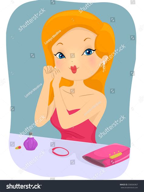 Illustration Stylish Girl Removing Her Jewelry Stock Vector Royalty