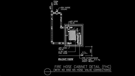 Fire Hose Cabinet Hose Valve Connection Drawing Cadbull