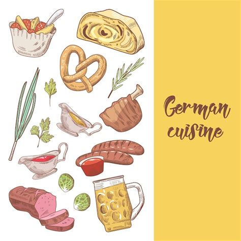 Premium Vector German Traditional Food Hand Drawn Doodle
