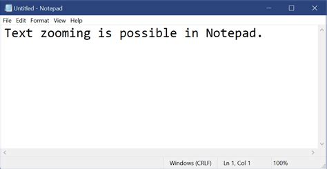 Change Text Zoom Level In Notepad In Windows 10