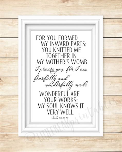 Psalm Printable Quote You Are Fearfully And Etsy