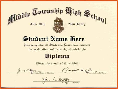High School Certificate Samples