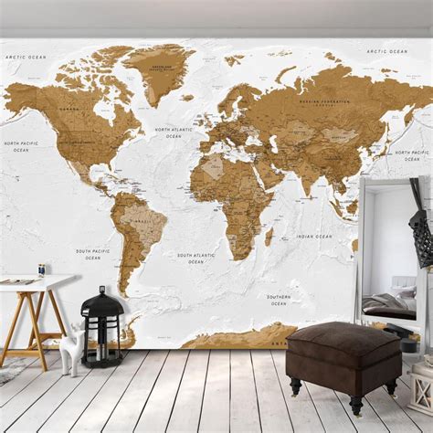 Tiptophomedecor Peel And Stick World Map Wallpaper Wall Mural World